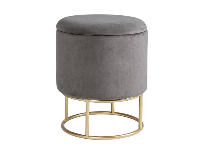 Design Hocker „Polina“ mit Stauraum Samt Grau, Gold Bizzotto