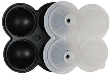 Uplifted Finds Premium Large Round Ice Ball Maker BPA Free Silicone Mold For Slow Melting Craft Cocktails 4 Grid Black