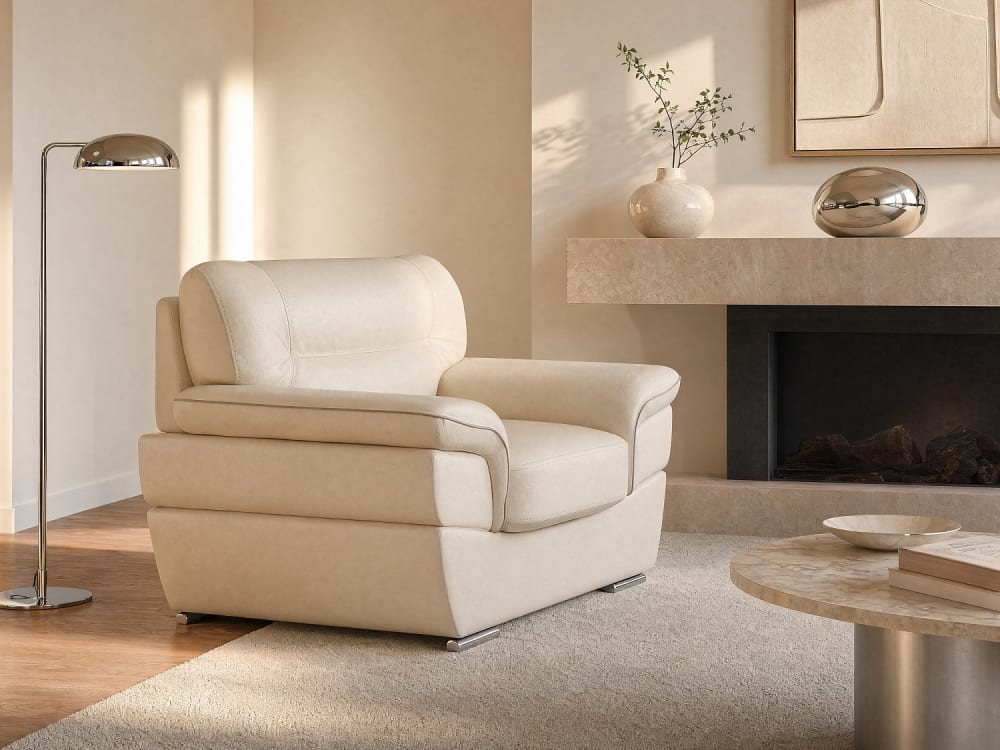 Unique Sillón clásico piel marfil