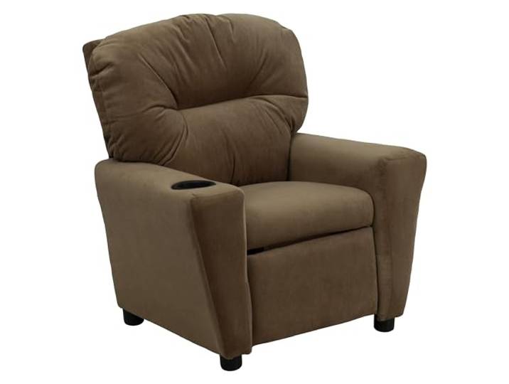 Flash Furniture Lehnsessel für Kinder, modern, mit Becherhalter, Holz, braune Mikrofaser, 1 Stück