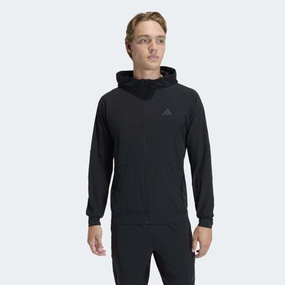 Kapuzensweatjacke ADIDAS PERFORMANCE "D4T HYBRID FZ H", Herren, Gr. XL, schwarz, Obermaterial: 87% Polyester, 13% Elasthan, angesetztes Bündchen, Sweatjacken, mit Kapuze, für Workout und Fitness
