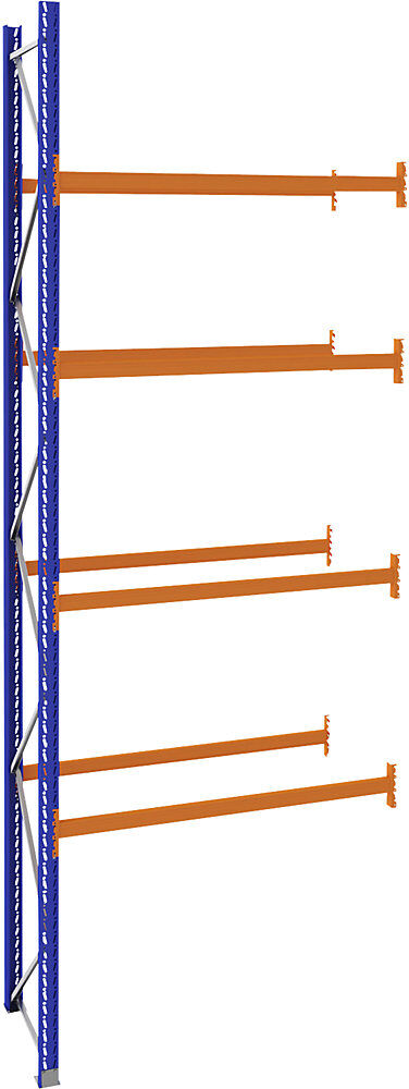 Palettenregal aus Stahl, blau/orange, HxBxT 5250 x 1925 x 900 mm, Anbauregal eurokraft pro