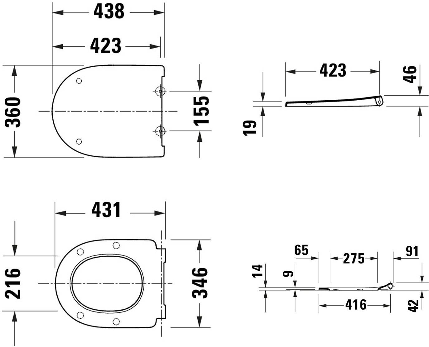 Duravit Universal WC-Sitz D-shaped mit Absenkautomatik