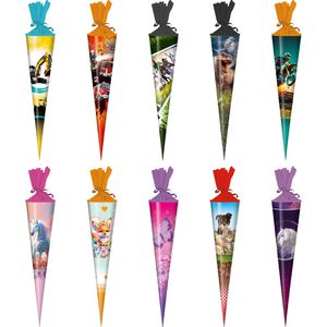 Stylex Schultüte 47162, sortiert, für Mädchen und Jungen, rund, 35 cm, 10 Stück
