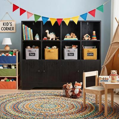 Garvee Modern 12-Cube Bookshelf, Cube Shelf with Cabinet for Living Room, Office, Toy Room