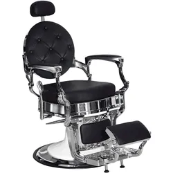 Barberpub Friseurstuhl hydraulische Friseursessel 3866/3860, mit Retro/ Vintage Stil, 360° drehbar, Kunstleder, Silberrahmen, 112 × 68 × 110 cm