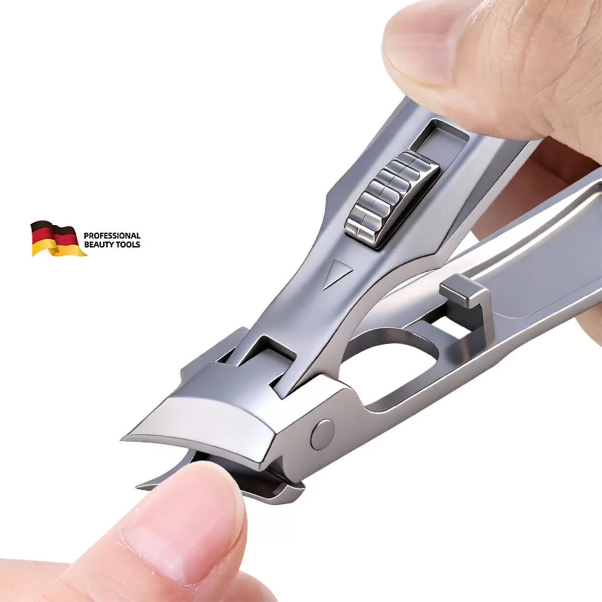 INF Push-Pull Lock Schräge Nagelschere - Silber Titan, Deutsche Präzision