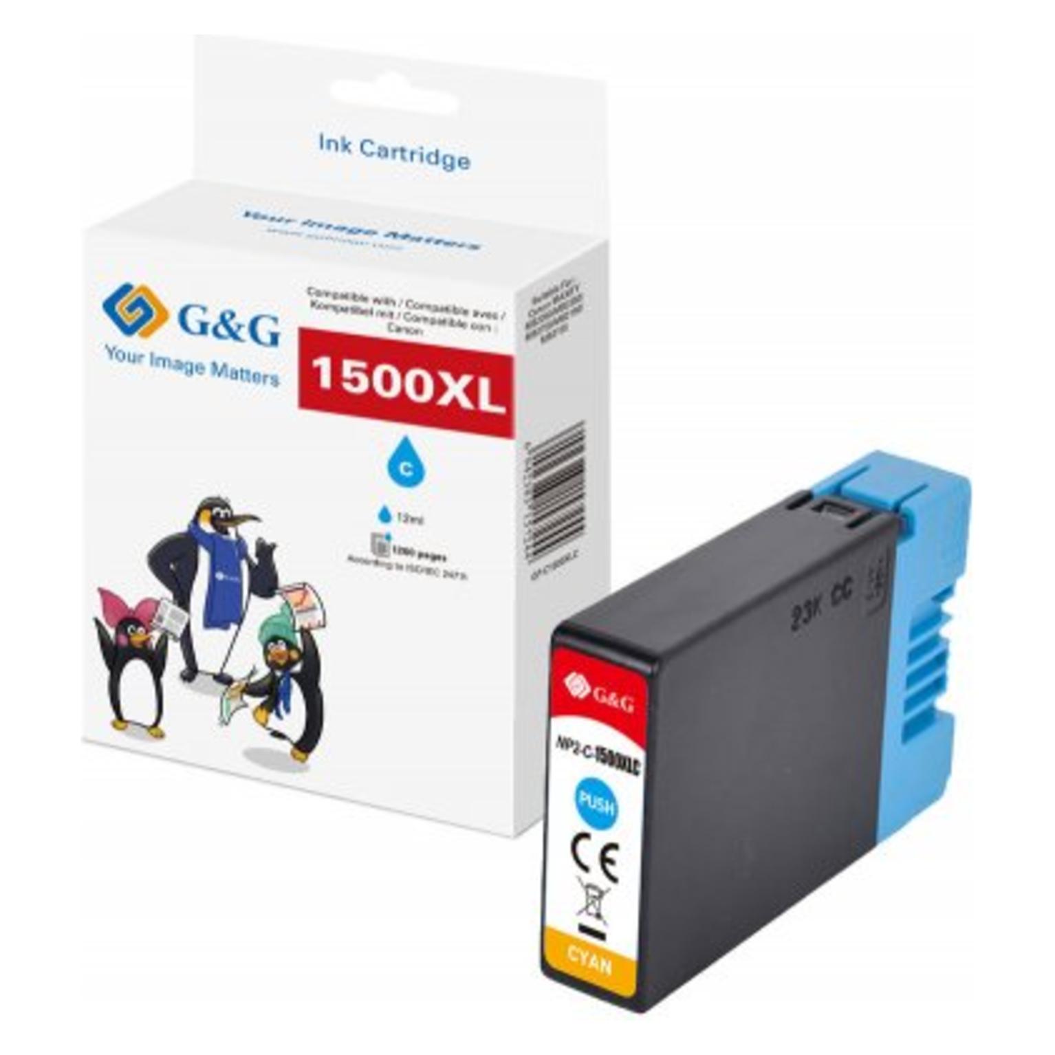 G&G Tinte komp. m. Canon PGI-1500XLC/9229B001 XL-Patrone Cy (9351)