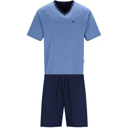 hajo Herren Schlafanzug, kurz - Klima-Light, Pyjama, Shorty, Baumwoll-Mix Blau / 3XL
