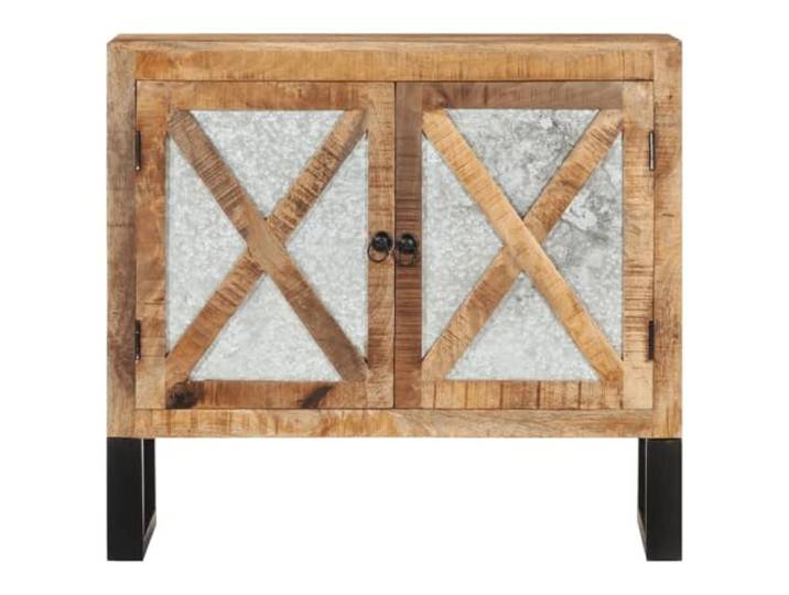 KTHLBRH Anrichte 80 x 30 x 71 cm, unbehandeltes Massivholz, Mango Metallfüße, großer Stauraum, stabile Tischplatte für Dekoration, Montage erforderlich
