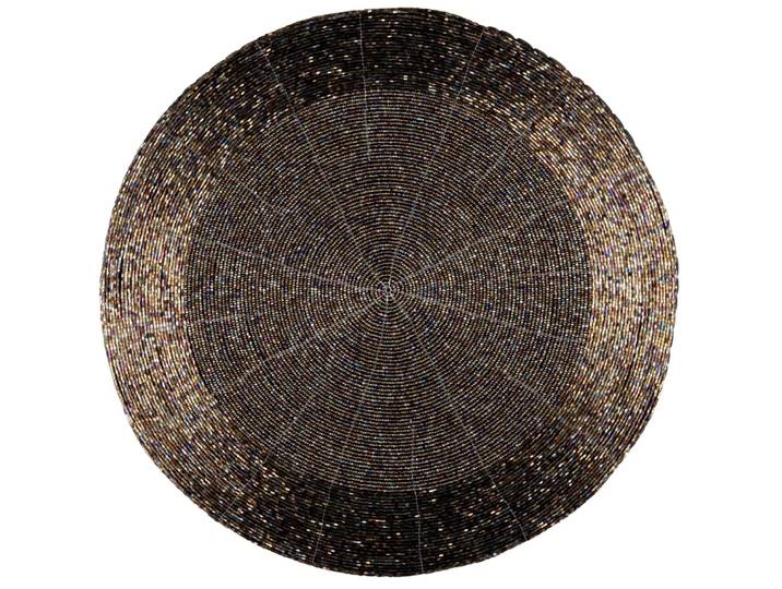 Rundes Tischset mit Glasperlen, schwarz, D35cm