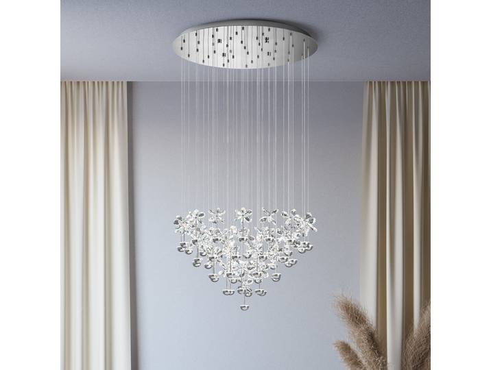 Suspension Pianopoli chromée 78x110 cm - EGLO Stars of Light - Salle à manger - Design - Acier inoxydable - Rond