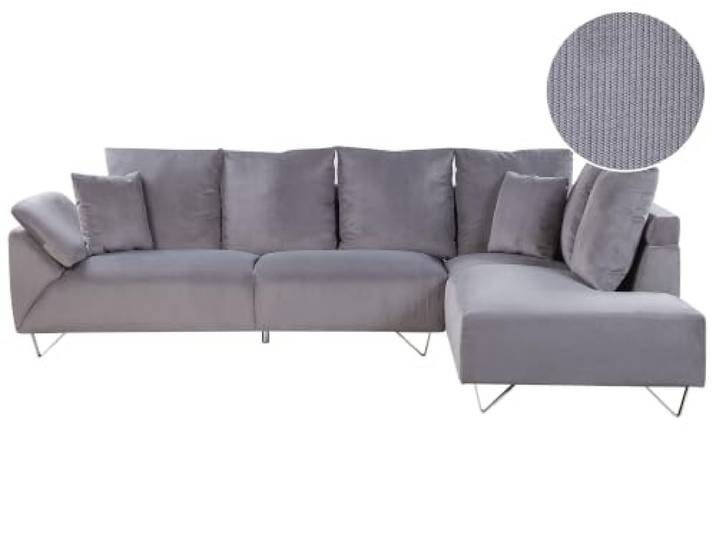 Beliani Modern Grau Ecksofa Kordbezug dekorative Metallbeine Lunner