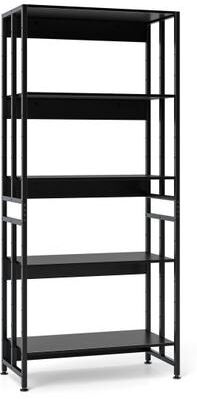 Costway 5-Tier Bookshelf with Adjustable and Tiltable Shelves-Black