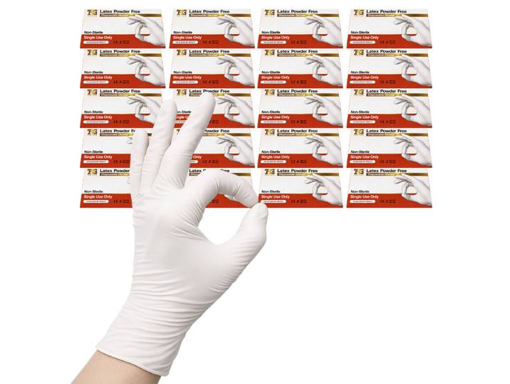 TKG Einweg-Latexhandschuhe Weiss 100 Stk. Gr. M – 20 Pack.