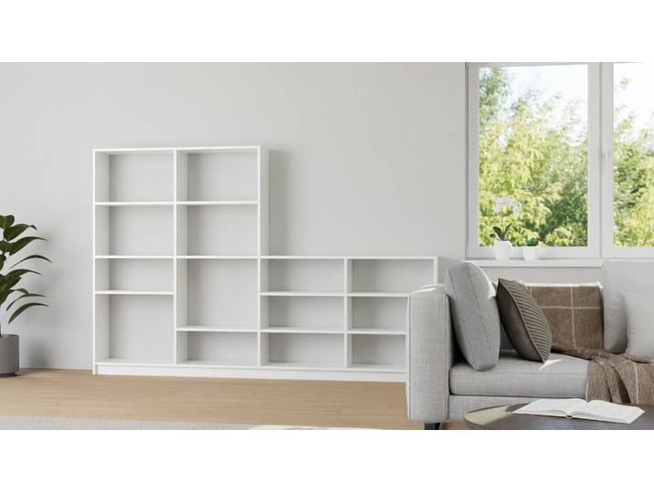 Stufenregal mit Ablage MDF Beschichtet MDF Weiß matt