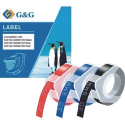 G&G Prägebänder 3D ersetzt Dymo S0898130/140/150, 9 mm, blau, rot, schwarz