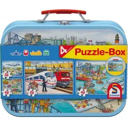 Schmidt Spiele - Puzzle - Puzzle-Box - im Metallkoffer, 2 x 26 Teile , 2 x 48 Teile