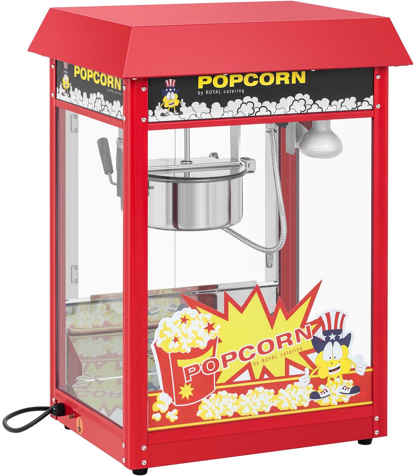 Popcornmaschine - 5 kg/h - Retro-Design - 195 °C (süß) / 235 °C (salzig) - rot - Royal Catering RCPS-16E.3-2F