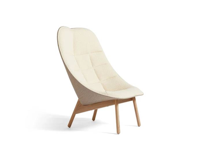 HAY Uchiwa Quilt Loungesessel Cream A5-Eiche-Canvas 244