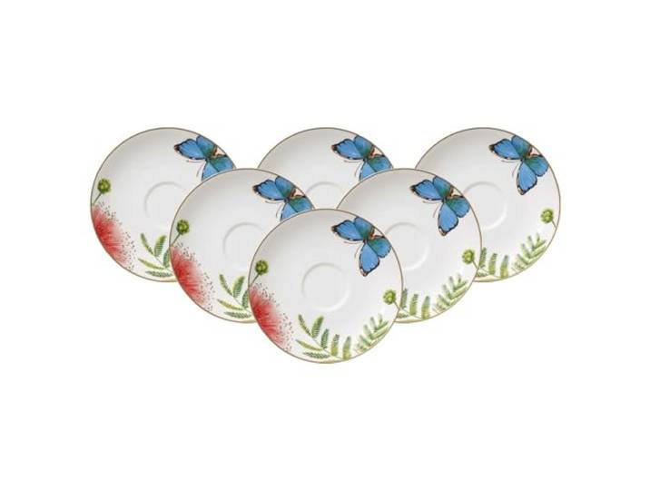 Villeroy & Boch Amazonia Anmut Kaffeeuntertasse 15 cm, 6er Set, Premium Bone Porzellan, Bunt