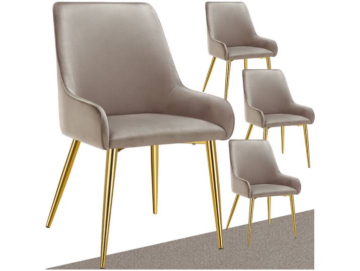 Polsterstuhl Avane, Samtoptik, Belastbarkeit 120 kg - taupe, 4er Set