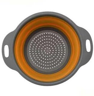 Inspired Finds Collapsible Silicone Drain Basket Foldable Fruit & Vegetable Washing Colander Set orange