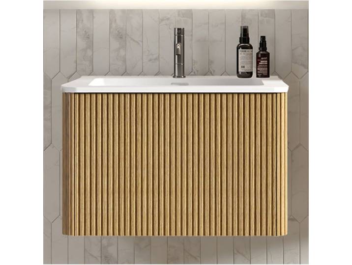 SENVIRO meuble sous vasque suspendu 60 cm 61 x 46 5 x 37 cm vasque intégrée chêne naturel
