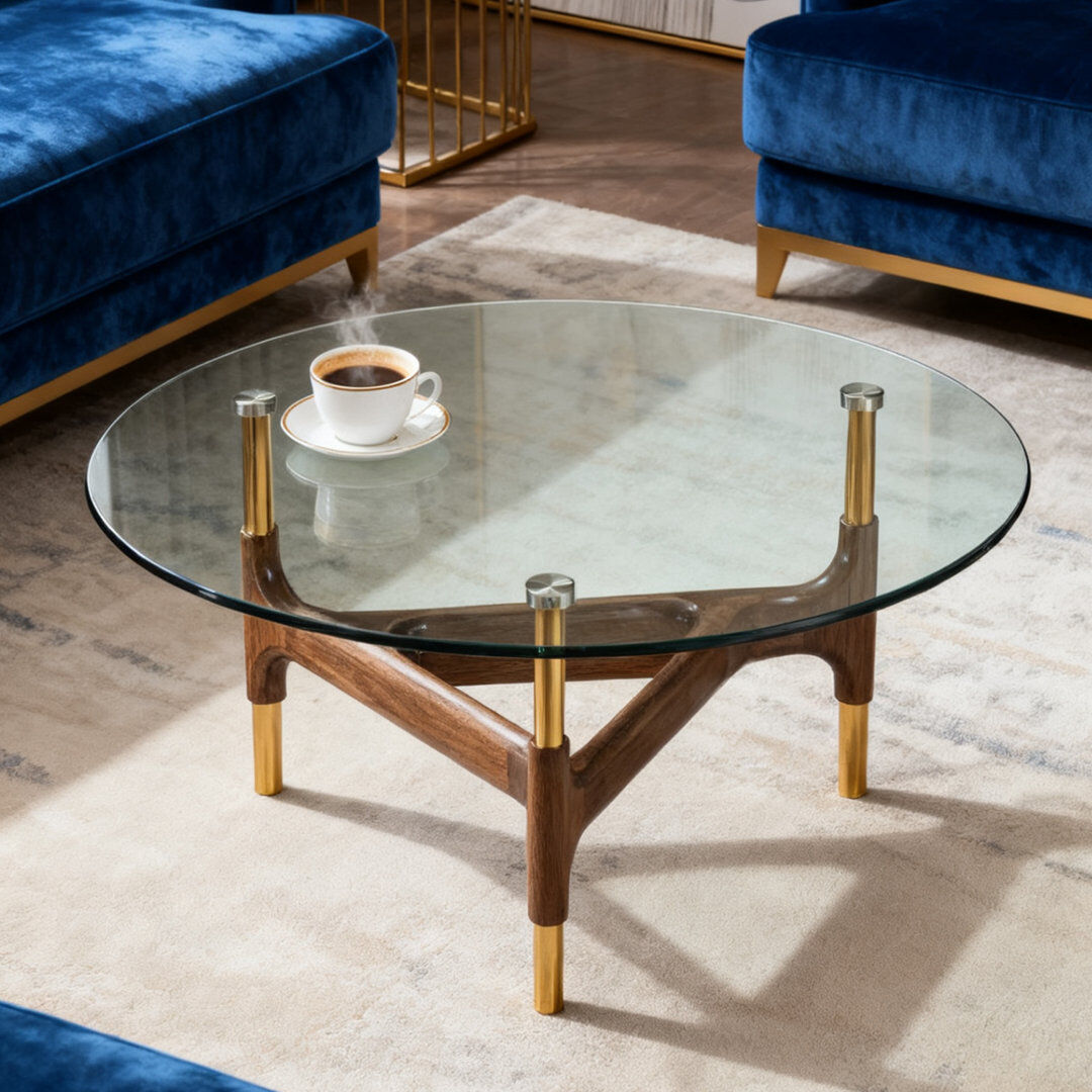 Canora Grey Three Leg Coffee Table Clear 35cm H X 80cm W X 80cm D
