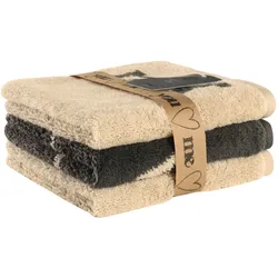 Seiflappen-Set  HEART BEATS (BL 30x30 cm) - braun - BL 30x30 cm