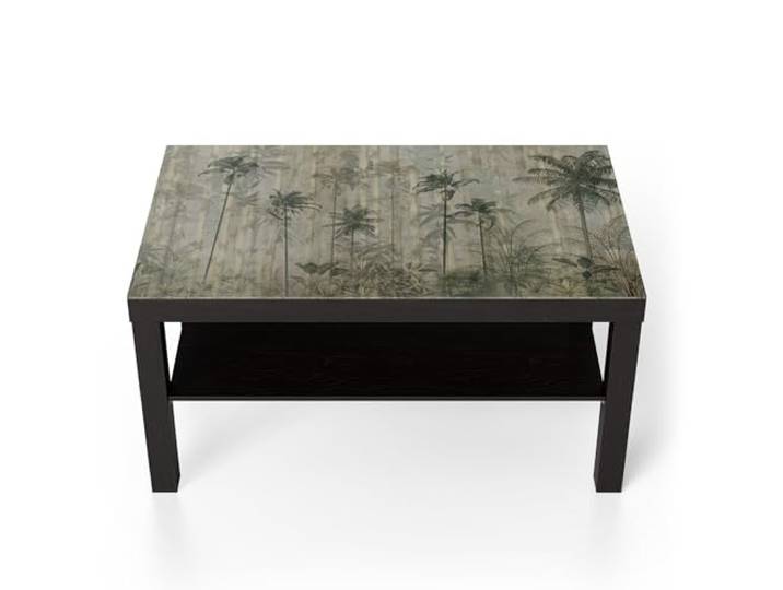 DEQORI Glastisch schwarz groß 90x50 cm Motiv Dschungelgeflüster ausgefallener Beistelltisch aus Glas Hochglanz Couchtisch fürs Wohnzimmer moderner Couch Tisch mit Design