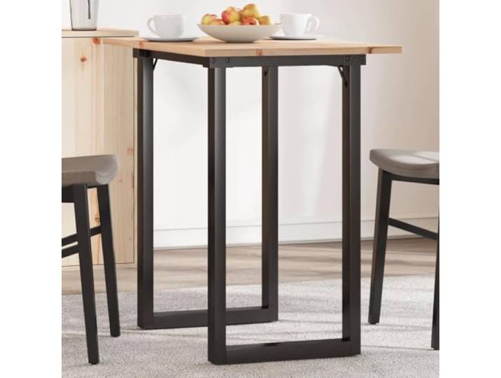 HEFZGDB Esstisch O-Gestell 80x50x75,5 cm Massivholz Kiefer & Stahl mit robuster Tischplatte für stabile Mahlzeiten