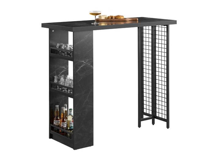 SoBuy Bartisch Schwarz, Metall, 120x105x50 cm, Esszimmer, Barmöbel, Bartische