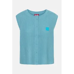 Derbe Strickpullover Basic Strick Vest Damen Türkis Hellblau Weste