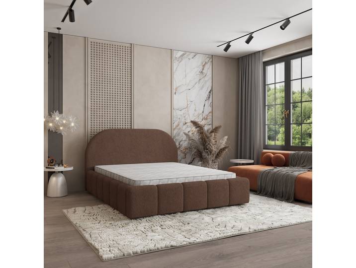 Masseno Polsterbett FLUSSO 160x200 cm, Polsterbett mit Bettkästen -Braun, QUELLE 25