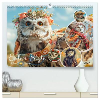 Eulen-Style. Noble Trendsetter (hochwertiger Premium Wandkalender 2027 DIN A2 quer), Kunstdruck in Hochglanz