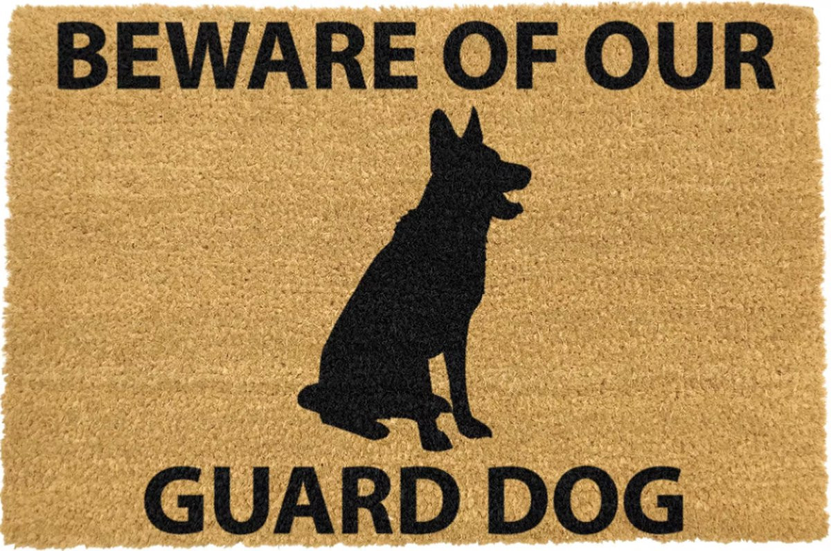 MadDeco Kokos deurmat Beware of our guard dog - Duitse herder - 60 x 40 cm