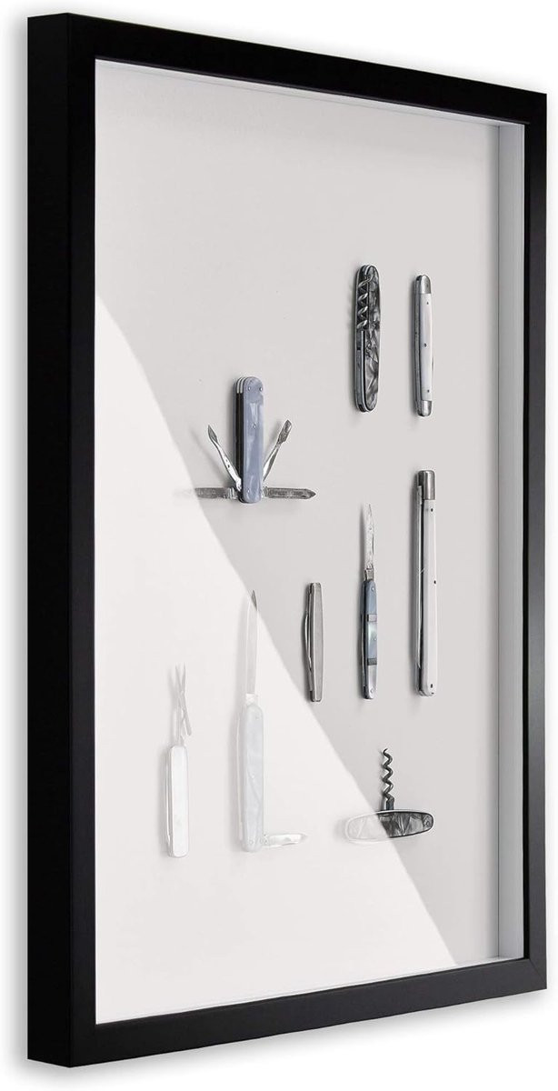 3D Fotolijst Objectlijst Zwart Mat - Breedte: 30 cm, Hoogte: 90 cm