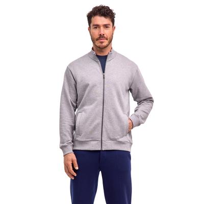 Kapuzenpullover FALKE "FALKE Zip-Jacke", Herren, Gr. S, grau (grau, heather (3757)), Pullover Kapuzenpullover