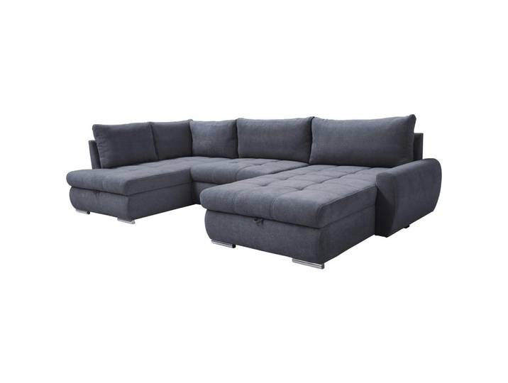 Ecksofa, Grau, 322x174 cm, Textil, 3-Sitzer & Schlaffunktion, U-Form, Livetastic