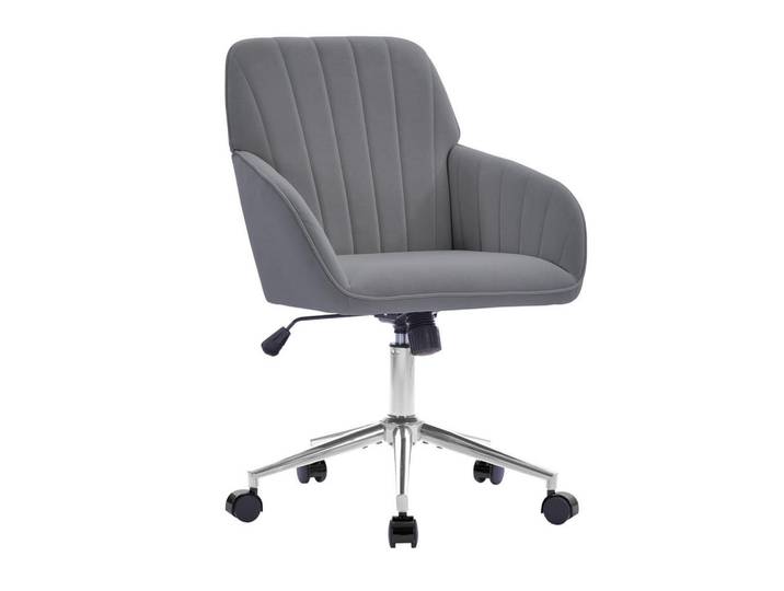 Okwish Drehstuhl Sitzhöhe 62/60/97 cm grau aus Samt mit Ergonomie, Grau, 60x97x62 cm, Büromöbel, Bürostühle, Drehstühle