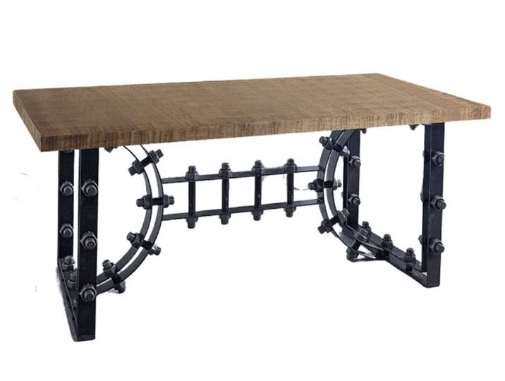 WOLF MÖBEL Esstisch IRON Esstisch Schraube 180x90 Holzplatte (180 x 90 x 76), IRON Esstisch Schraube 180x90 Holzplatte