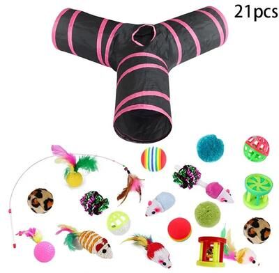 Inspire Essentials Rainbow Adventure Cat Tunnel Foldable Interactive Pet Play Tube For Indoor Cats And Kittens 20