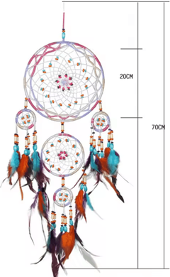 Inspire Curations Handmade Five Ring Macrame Dream Catcher Boho Wall Hanging Decor For Bedroom & Living Room colorful Dream