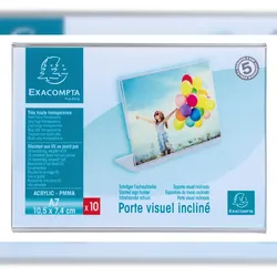 Exacompta 87058QD 10x Set mit 10 Tischaufstellern A7, horizontal, Exacryl - Kristall