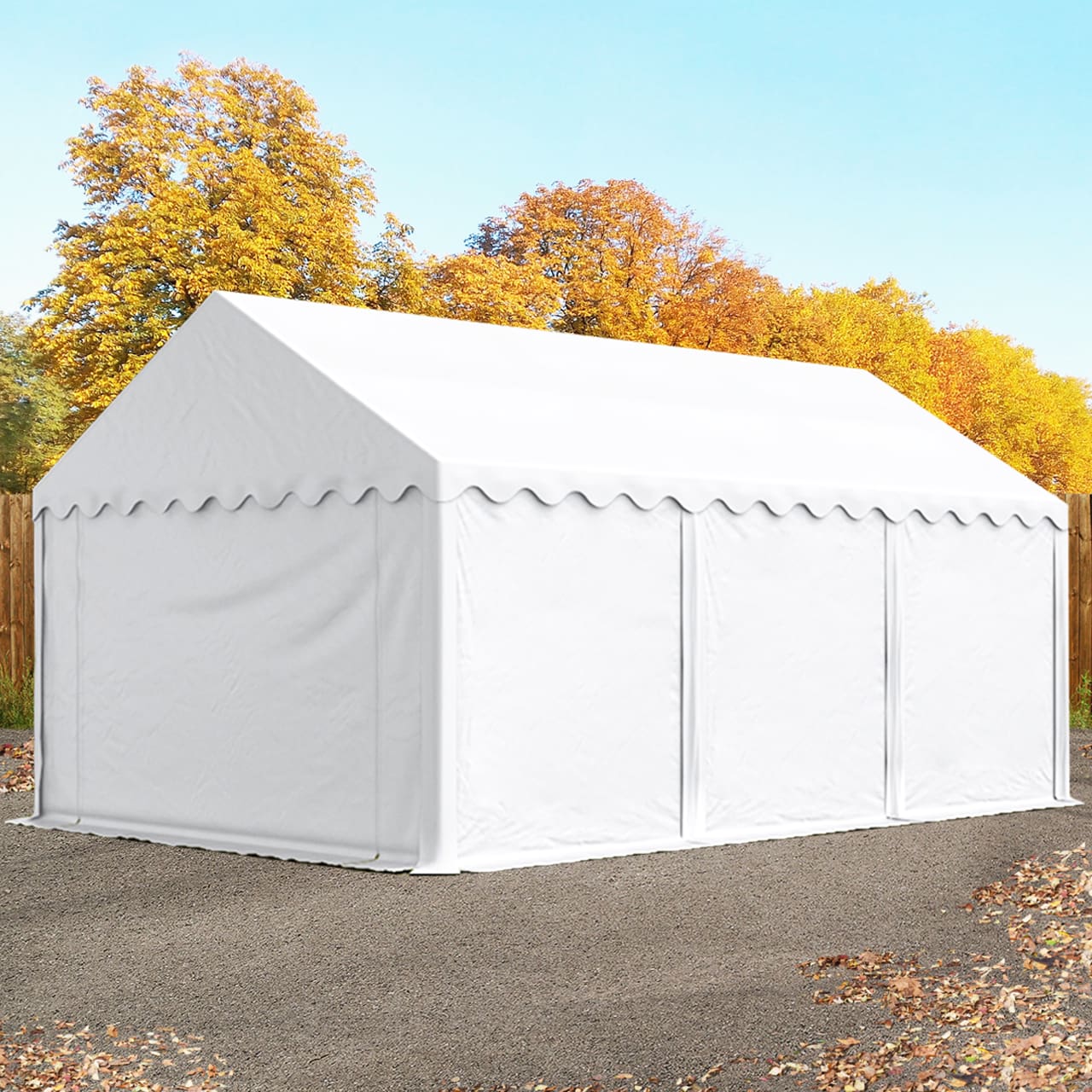 TOOLPORT 4x6m PVC lagertelt, hvid, med bundramme - (7869)