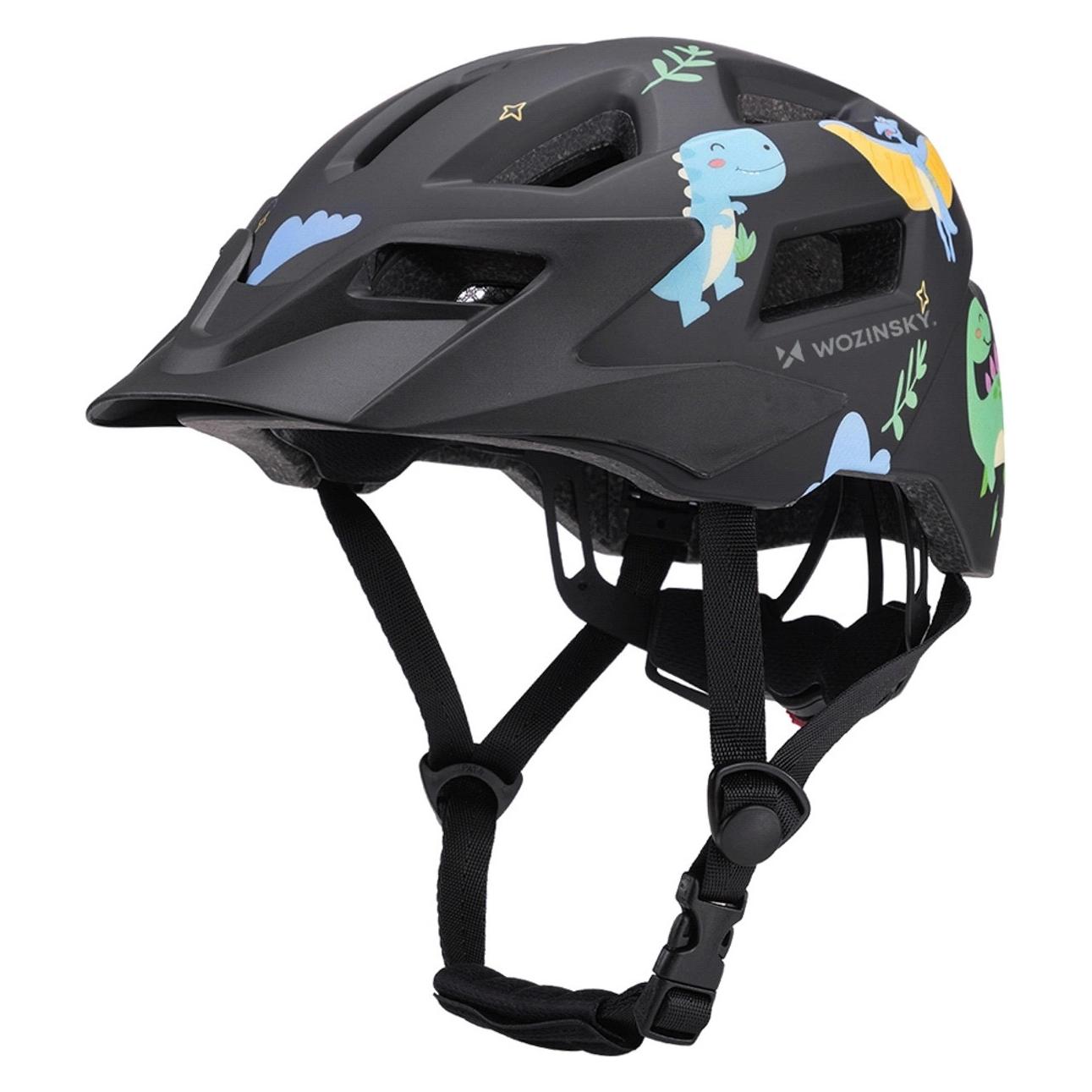 Wozinsky Kask rowerowy dziecięcy MTB z odpinanym daszkiem S - czarny (52 - 56 cm) (5907769381157)