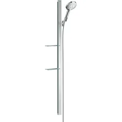 Hansgrohe Raindance Select S Brausenset 120, Chrom, 150 cm Brausestange mit Ablagen, 3 Strahlarten, QuickClean, verstellbarer Neigungswinkel