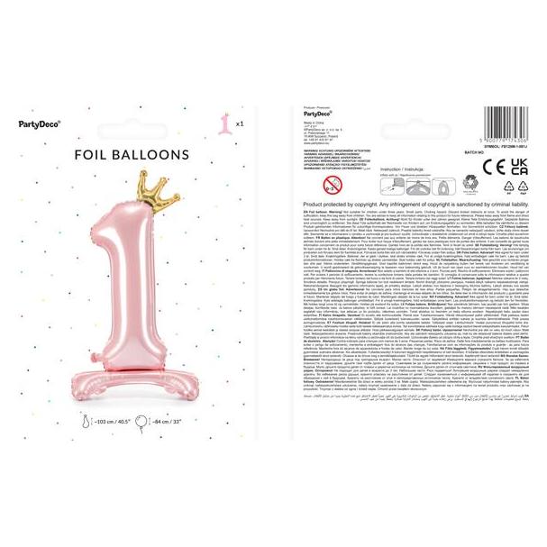 Partydeco Ballon Zahl 1 auf fuss - Rosa (1x) (512822)