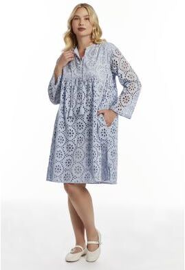 Plus Size Women's Eyelet Midi Shirtdress by June & Vie in Zen Blue (Size 26/28)